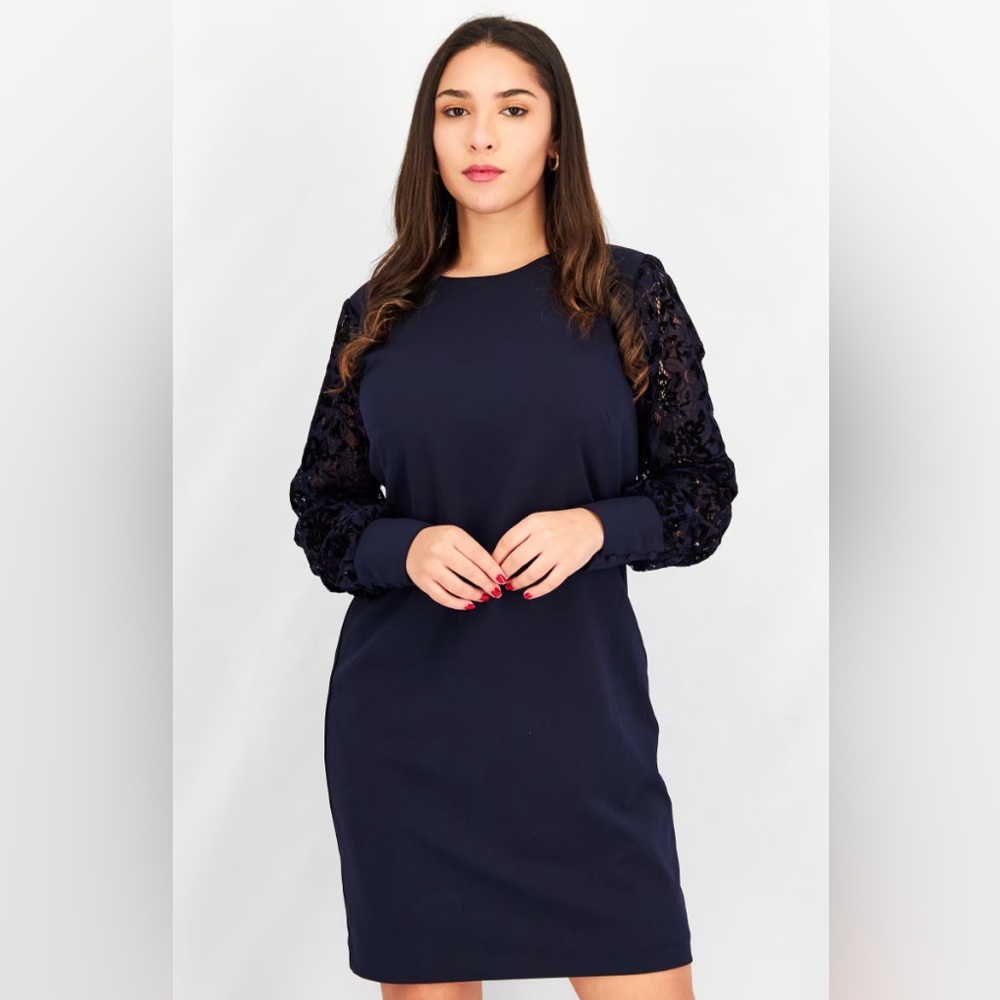 Lauren Size 16 Royal Blue and black lace Dress